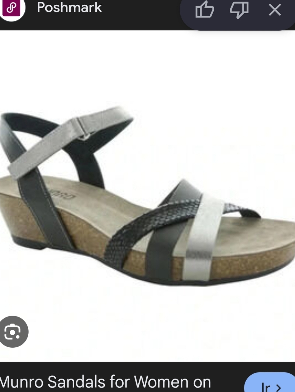 Munro Black & Silver Strappy Wedge Sandal